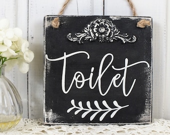 Toilet door sign, bathroom door signs, French country bath decor