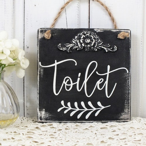 Toilet Door Sign Bathroom Door Signs French Country Bath Etsy