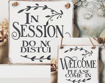 Custom Double Sided Do Not Disturb Sign, Wood Office Decor