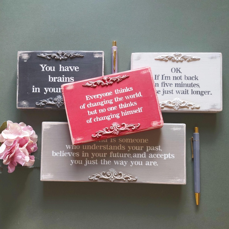 Hand painted wood block sign