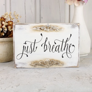 Just breathe sign, Meditation room decor, Breathe inspire sign, Buddha Spiritual saying