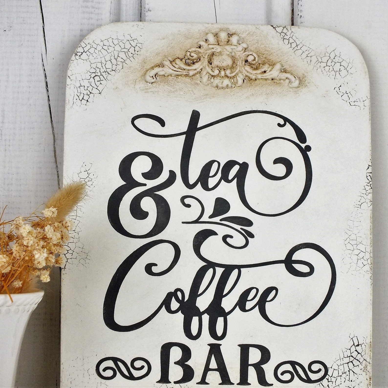 Tea and coffee bar sign Vintage style Beverage station wood Etsy