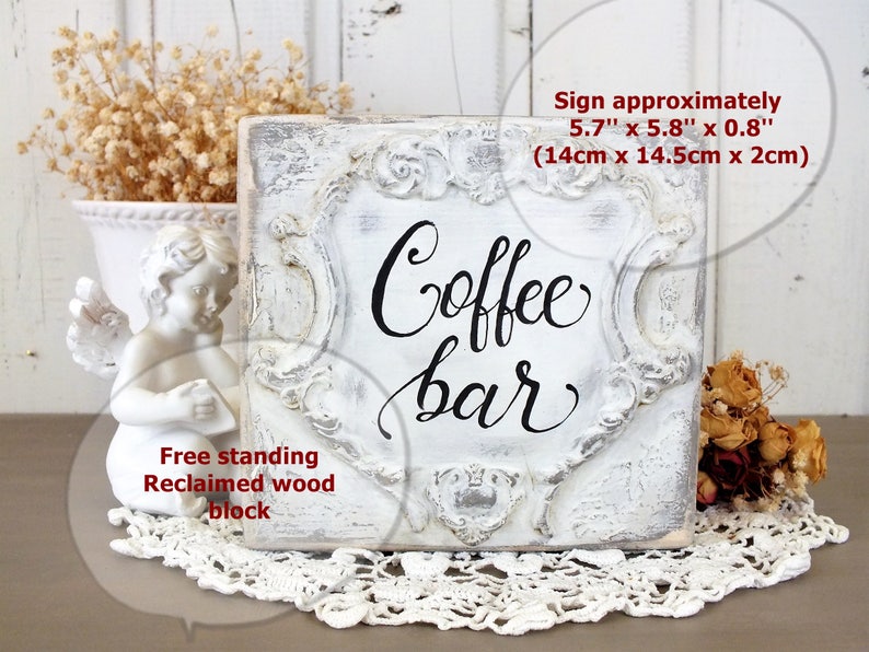 Coffee bar sign, Farmhouse coffee sign, Coffee station decor, Sign for shelf or table image 2