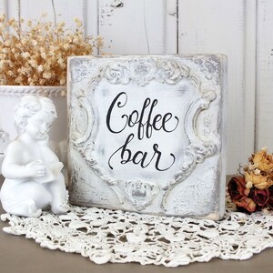 Coffee bar sign, Farmhouse coffee sign, Coffee station decor, Sign for shelf or table image 3