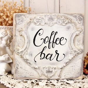 Coffee bar sign, Farmhouse coffee sign, Coffee station decor, Sign for shelf or table image 6