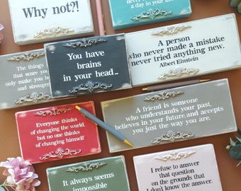 Custom wooden sign, Personalized office desk decor, Positivity quotes for shelf