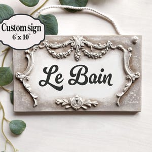 Le Bain Holzschild, personalisiertes Badezimmerschild, französisches Landdekor