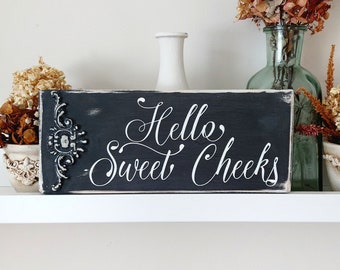 Bathroom wood sign, Custom signs, Personalized farmhouse decor