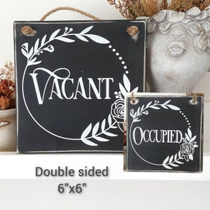 Vacant occupied sign, bathroom sign, custom little sign, toilet wood sign, double sided hanging plaque
