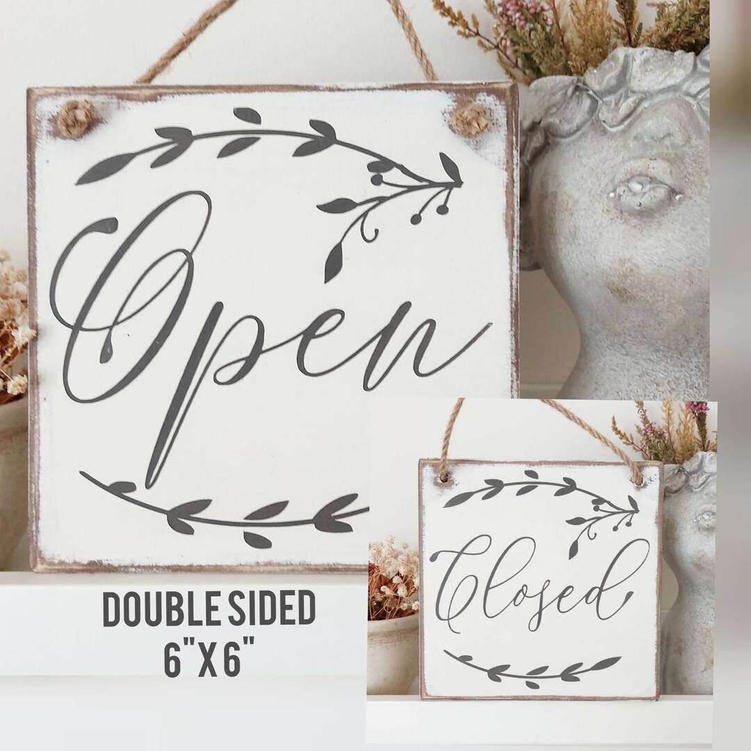 Double Sided Open Closed Wood Sign, Hanging Business Decor - Etsy