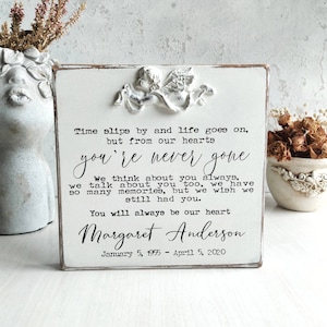 Cadeau de condoléances avec poème et nom de deuil, cadeau de sympathie pour la perte, panneau en bois souvenir commémoratif,