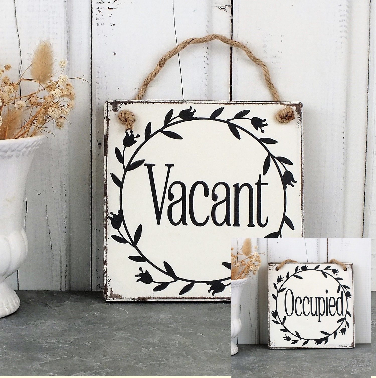 Occupied Vacant Guest Bathroom Door Sign, Farmhouse Wood Plaque, Toilet Door Hanger Sign, Small Busy or Free WC Signage - Etsy for Free Printable Occupied Sign For Bathroom