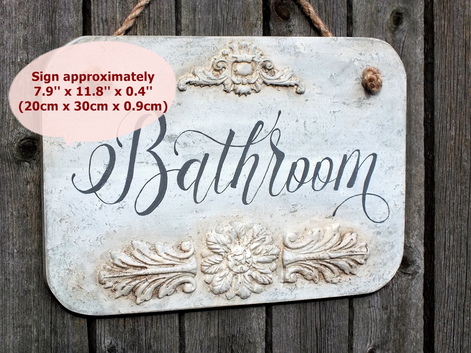 French Bathroom Sign Bathroom Door Sign Farmhouse Chic Wood Etsy