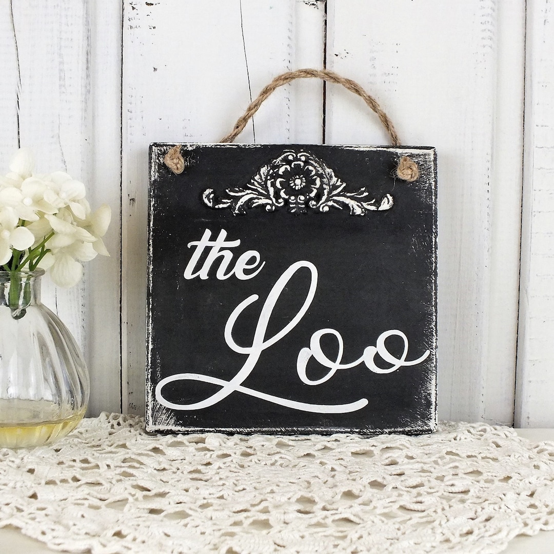 The Loo Sign, French Bathroom Door Sign, Farmhouse Wood Signs, Toilet