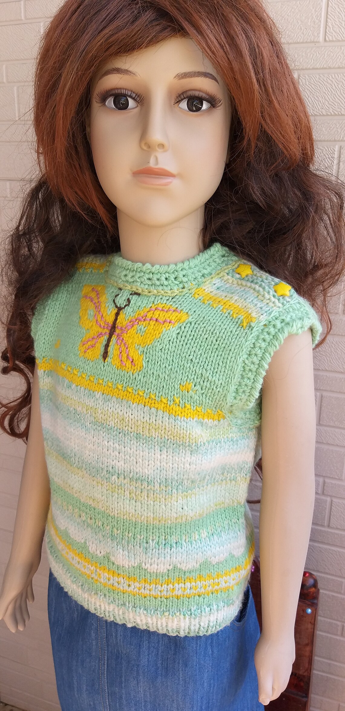 Knitted vest for kids /Green/multicolor knitted vest/ Clothes Etsy