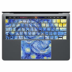 MacBook Keyboard Decals Starry Night MacBook Sticker Van Gogh Keys MacBook Air Key Decals MacBook Pro Trackpad 13 15 Art KX 116