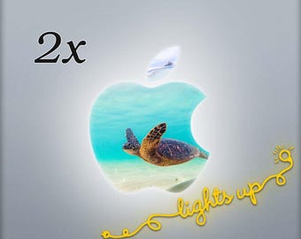 Apple MacBook Decal Apple Logo Beach MacBook Sticker GLOWING Apple Decal Sea Turtle Apple Sticker MacBook Air Pro Retina 13 Ocean L 111x2