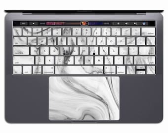マーブル | ホワイト MacBook キーボードステッカー ブラック MacBook キーボードデカール ビニール Air MS 084