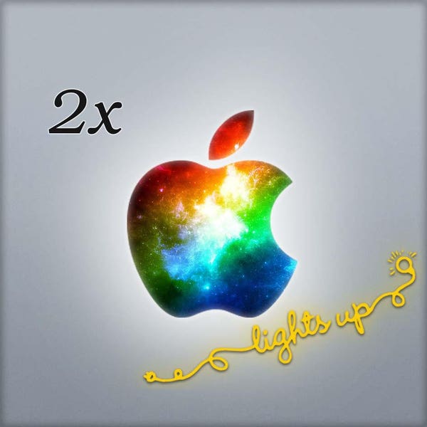 Apple MacBook Decal Apple Logo MacBook Sticker GLOWING Rainbow Apple Decal Galaxy Apple Sticker Space Stars MacBook Air Pro (2PACK) L 114x2