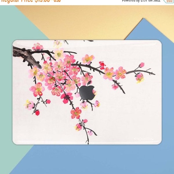Japanese Flower macbook skin painting macbook decal cherry blossom macbook sticker pink macbook Sticker cover macbook pro skin MS 166