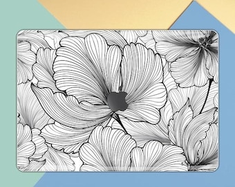 リリーの絵、MacBookスキン、ボヘミアンMacBookデカール、花のMacBookステッカー、葉っぱ、MacBookステッカーカバー、葉っぱMacBook Proスキン、MacBook MS 089