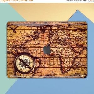 Sticker macbook carte du monde voyage macbook sticker vintage peau de macbook boussole macbook Sticker housse macbook pro skin macbook air MS 055
