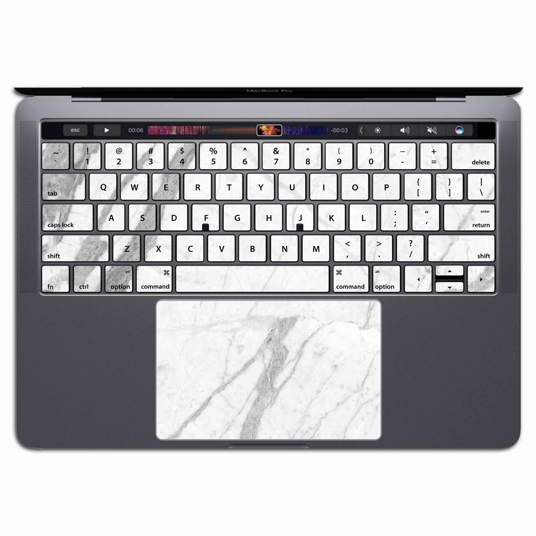 Marble MacBook Keyboard Decal | Sticker White Vinyl Pro Air Keypad ...