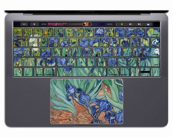 MacBook Keyboard Sticker Van Gogh | MacBook Keyboard Decal Air 13   Nature Vinyl Pro Art Irises MS 131