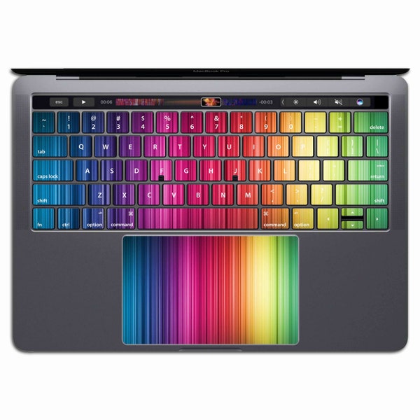 Rainbow MacBook Keyboard Decal |   MacBook Keyboard Stickers Vinyl Pro 13   Spectrum KX 052