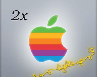 Rainbow Apple MacBook Decal Retro Apple Logo MacBook Sticker GLOWING Apple Decal MacBook Pro Old Apple Sticker MacBook Air (2PACK) L 001x2