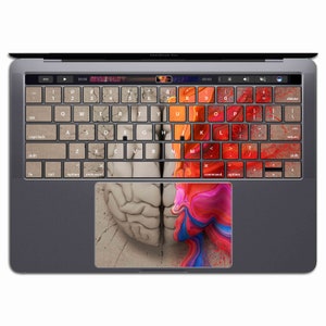 Calcomanía para teclado de MacBook con diseño de cerebro, vinilo abstracto, Pro Air, creativo, izquierdo, analítico, derecho, MS 353