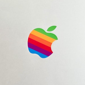 2x Rainbow Apple Logo Sticker for MacBook & iPad | Retro Apple Decal | Gloss or Matte, Multi Pack