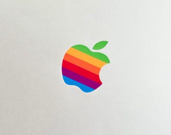 2x Rainbow Apple Logo Decal for MacBook & iPad | Retro Sticker | Gloss or Matte | Multi Pack