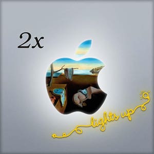 Apple Logo MacBook Decal Apple MacBook Sticker GLOWING Apple Decal Persistence Of Memory Art Apple Sticker MacBook Air Dali (2PACK) L 103x2