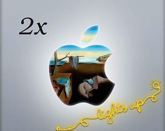 Apple Logo MacBook Decal Apple MacBook Sticker GLOWING Apple Decal Persistence Of Memory Art Apple Sticker MacBook Air Dali (2PACK) L 103x2