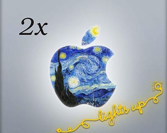Apple MacBook Decal Starry Night MacBook Sticker GLOWING Apple Decal Apple Sticker Apple Logo Decal MacBook Air Van Gogh Art L 101x2