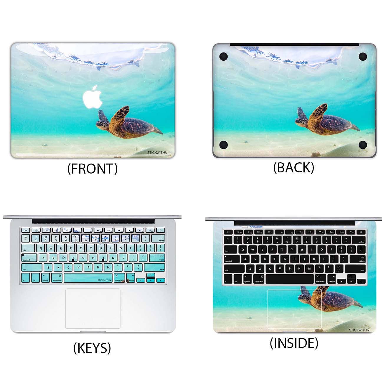 Sticker macbook tortue, mer, sticker macbook animal, sticker macbook macbook, housse macbook pro, skin macbook MS 070