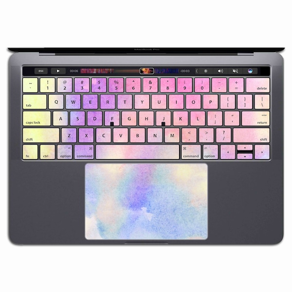 Rainbow Mist Pastel MacBook Teclado Pegatinas Rosa MacBook Teclado Calcomanía Vinilo Air 13 Teclas MS 372