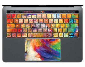 MacBook キーボード レインボー MacBook デカール MacBook キーパッド ステッカー 抽象画アート柄 キー デカール MacBook Air ペイント スペクトラム MS 020