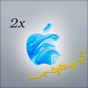 Apple MacBook Decal Apple Logo MacBook Sticker GLOWING Blue Apple Decal Watercolor Apple Sticker MacBook Air Pro Paint Art (2PACK) L 113x2