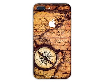 Reise Weltkarte iPhone Skin Kompass iPhone Sticker Stadt iPhone Aufkleber Landkarte iPhone 8 7 plus iPhone 10 x 6 iPhone 6s 6 plus 5 5s SE PS 055