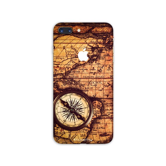 Travel World Map Iphone Skin Compass Iphone Sticker City | Etsy