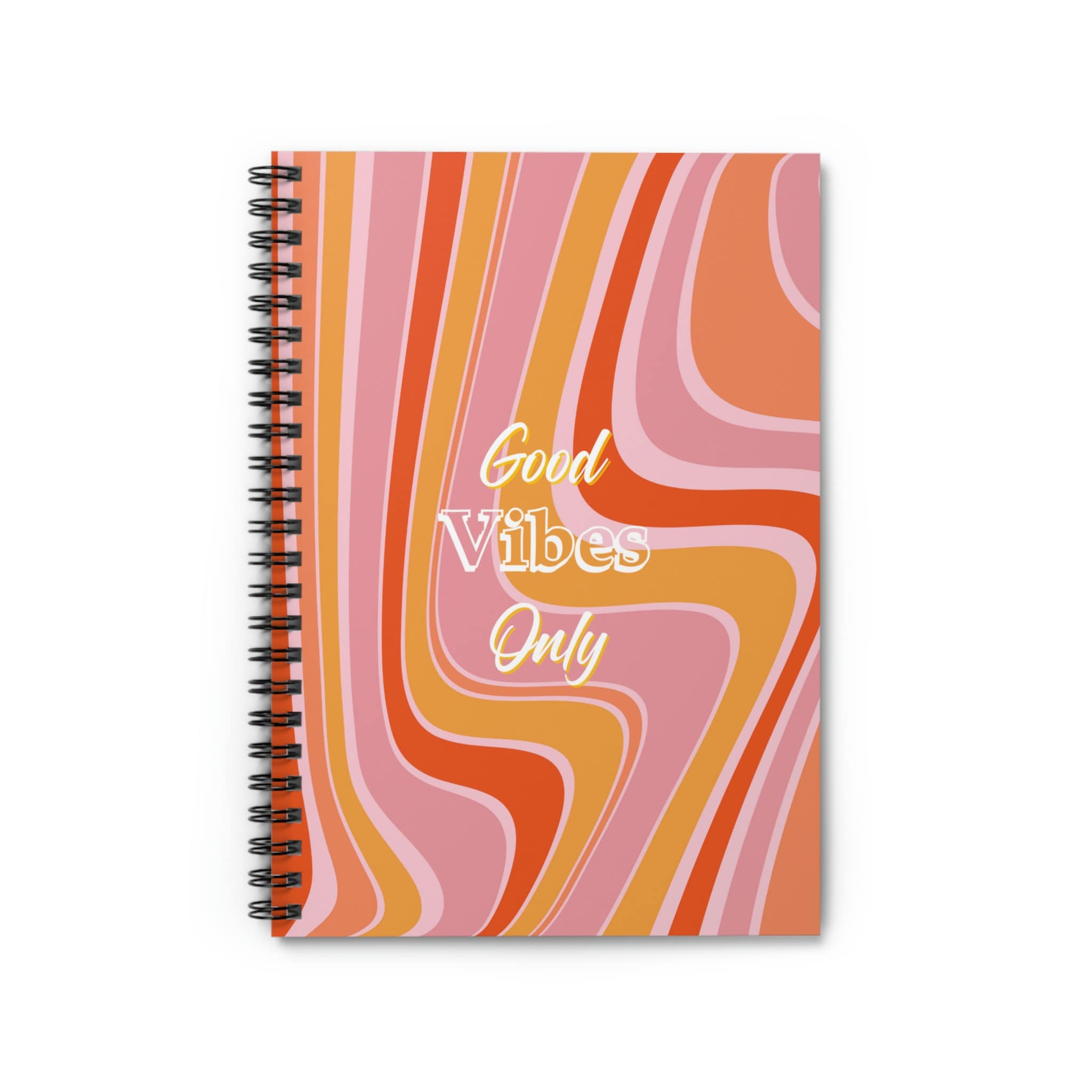 VNWEK Retro Groovy - Cuaderno Con Espiral Rosa De 5.5 X 8.3 Pulgadas, Cuaderno En Espiral De Tapa Dura Con Forro De Moda, Regalos De Signo De Paz Para Mujeres, Adolescentes, Regalos