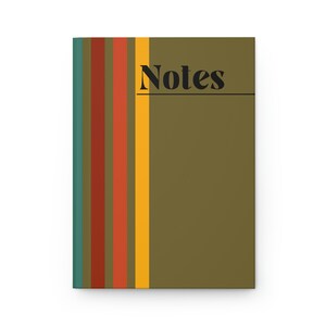 Green | Lined | Notes | To do list | Stripes | Hardcover Journal |Lined Notebook | Yellow | Gift for her | Gift for him | Free Shipping
