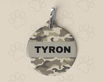 Personalized Camouflage Pet Name Id Tag for Collar, Engraved Dog Tag, Funny Pet ID Tag, Military Dog Tag, Unique Dog Tag, Cat Id Tag