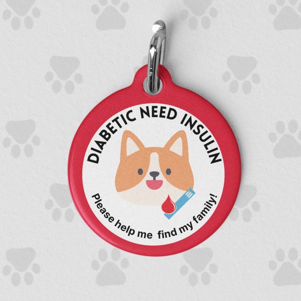I'm Diabetic Medical Pet Id Tag for dogs and cats, Funny dog Tags, Personalized Pet Tag, Dog name Tag, Engraved dog tag