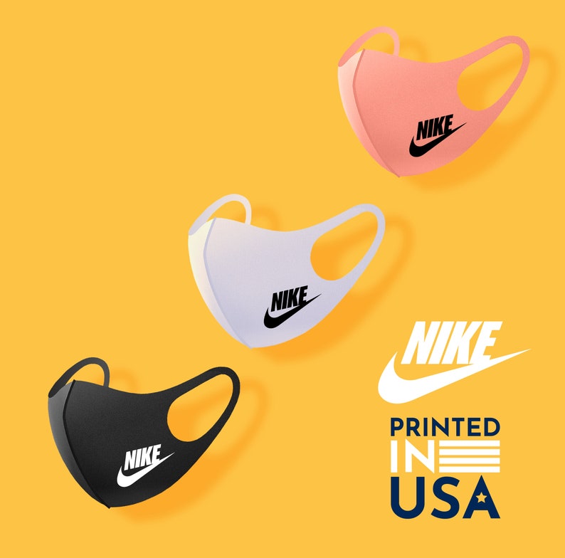 Set of 3, Fashion Face Mask Nike Swoosh Logo Printed In USA 