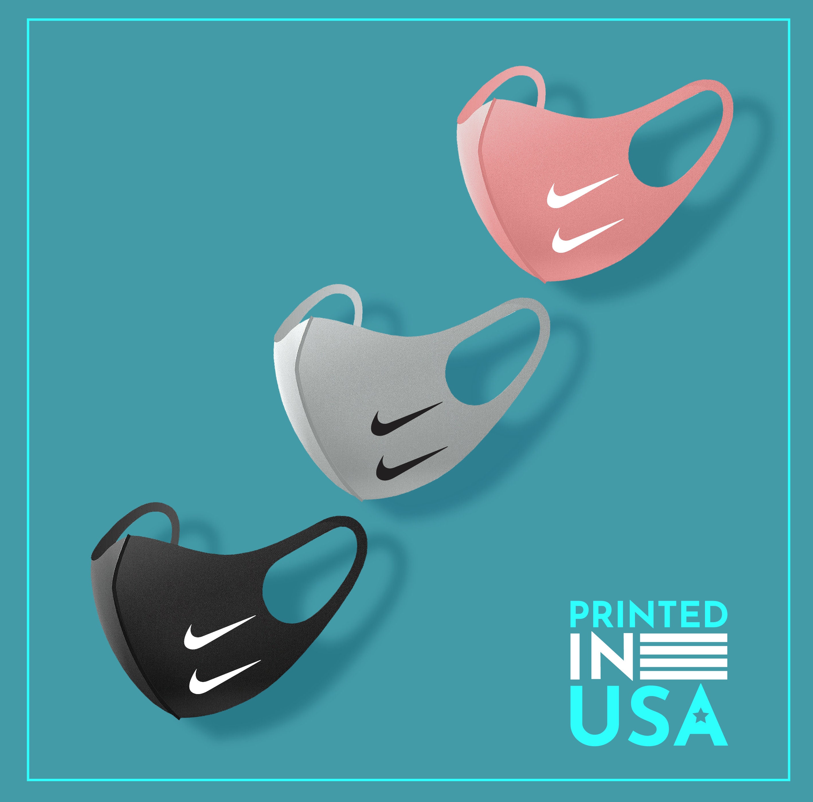 Set of 3 Fashion Face Mask Nike Double Swoosh Printed in USA Etsy UK