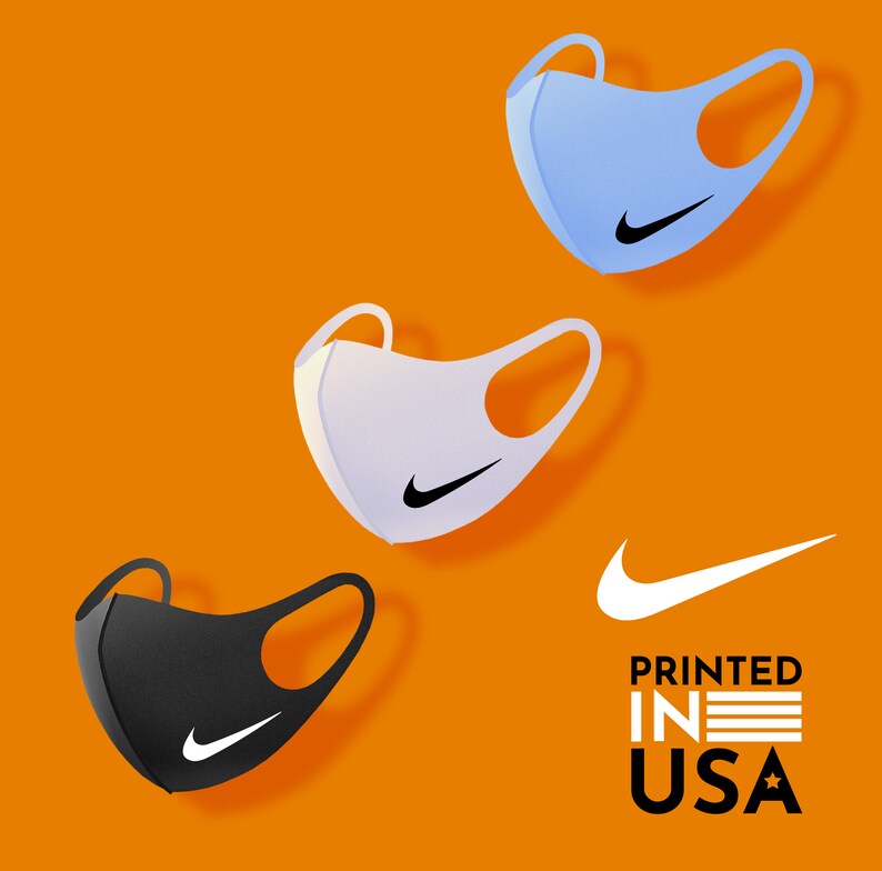 Set of 3, Fashion Face Mask Nike Single Swoosh Logo Printed In USA 