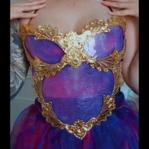 Porcelain amethyst corset, celestial galaxy breastplate, upper body chest armor. Fairy fantasy corset, elf queen costume.